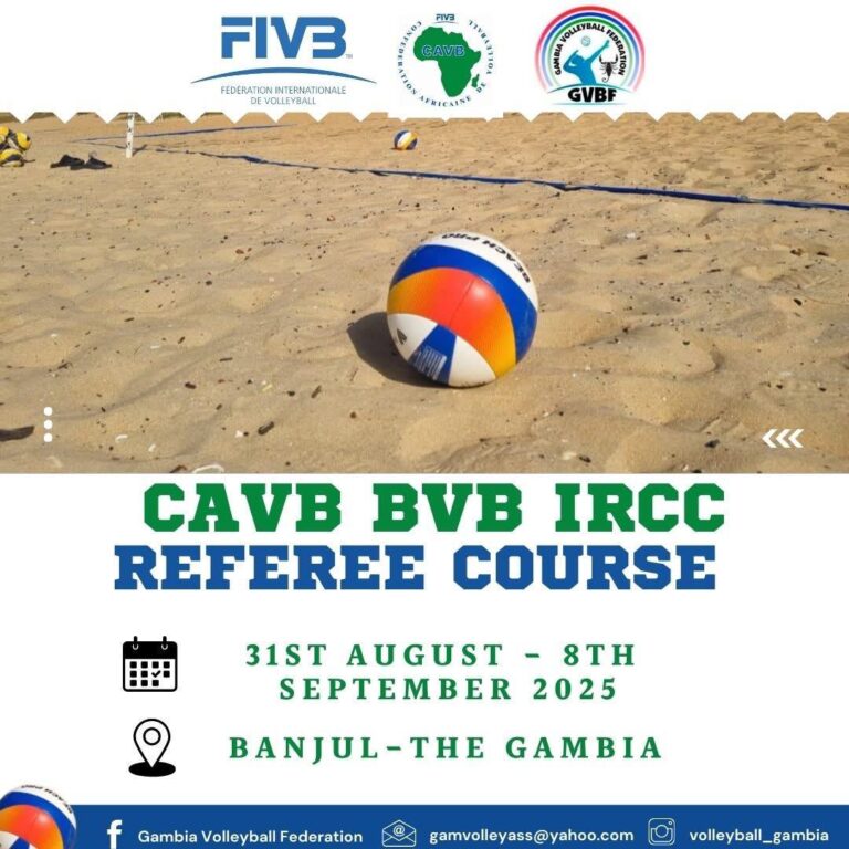 La Gambie accueillera le cours IRCC pour arbitres de beach-volley en septembre 2025